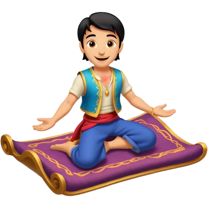 Aladdin riding on a magic carpet emoji