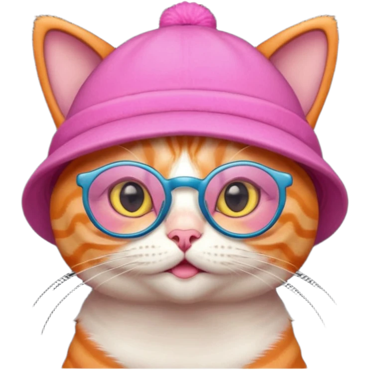 orange alien cat with pink hat  and spectacles emoji