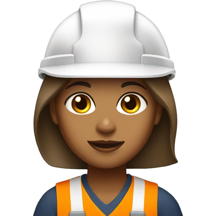 Light Brown girl with white construction hat wearing construction uniform headshot emoji