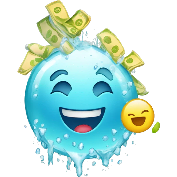 Money shower With happy ice emoji emoji