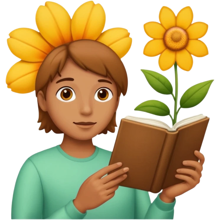 someone who's reading a panel to learn about a big tree/plant/flower emoji