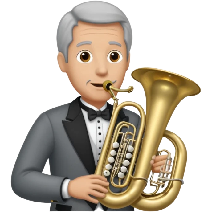 große Tuba, von gltzköpfigen Mann mit grauem Bart gespielt emoji
