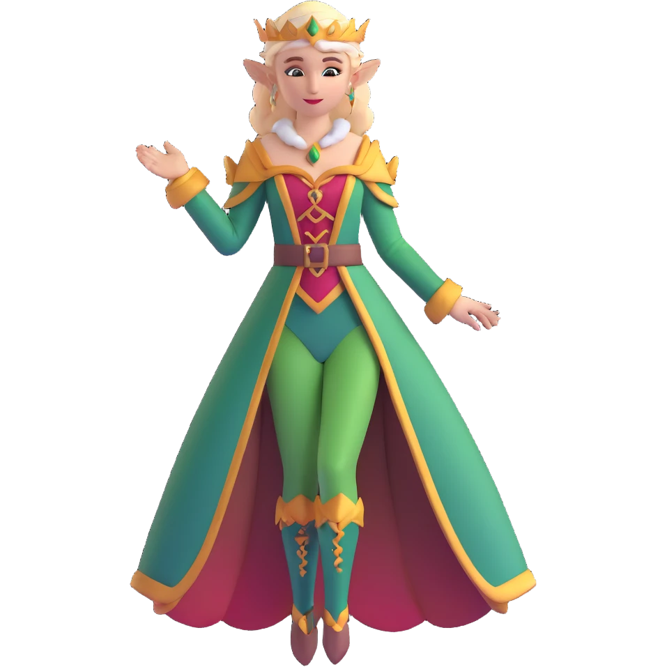 graceful female elf with ornate clothing, beautiful features, elegant pose emoji