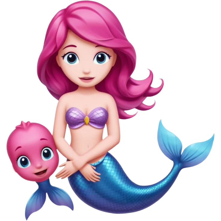 Pink dolphin emoji with ariel mermaid emoji