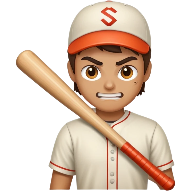 A angry smile with a baseball bat emoji