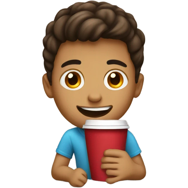 A boy drink coffe emoji