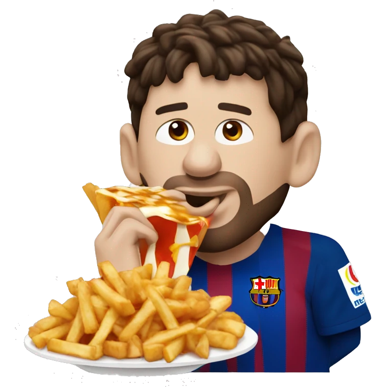 lionel messi eating a poutine emoji