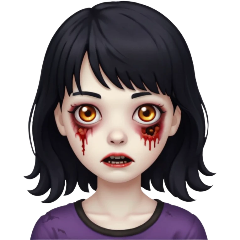 Zombie girl with medium wavy hair and bangs. emoji