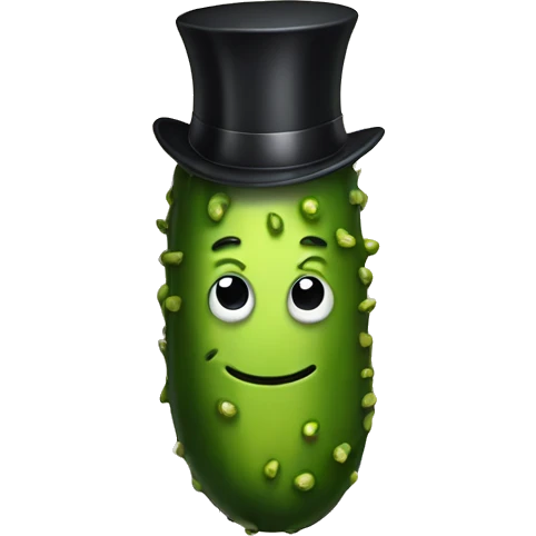 a pickle with a top hat and suit with beer in his  emoji