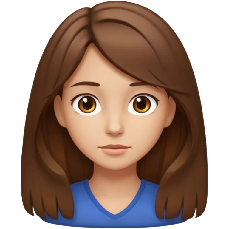 Fille brune raison au milieu cheveux un peu long et yeux marron et peau beige  emoji