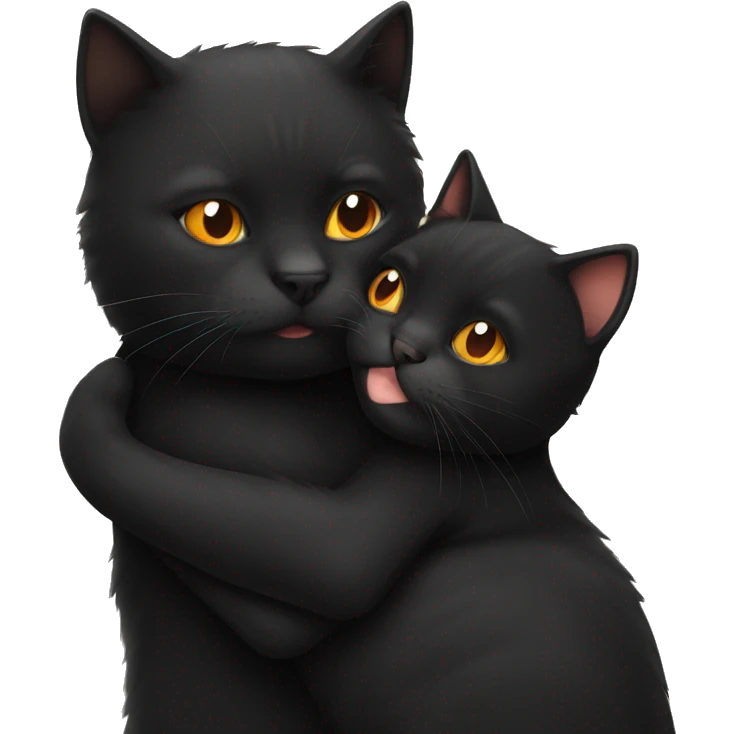 Black cat hugging a orange cat emoji
