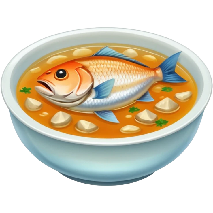 watery soup, fish head emoji