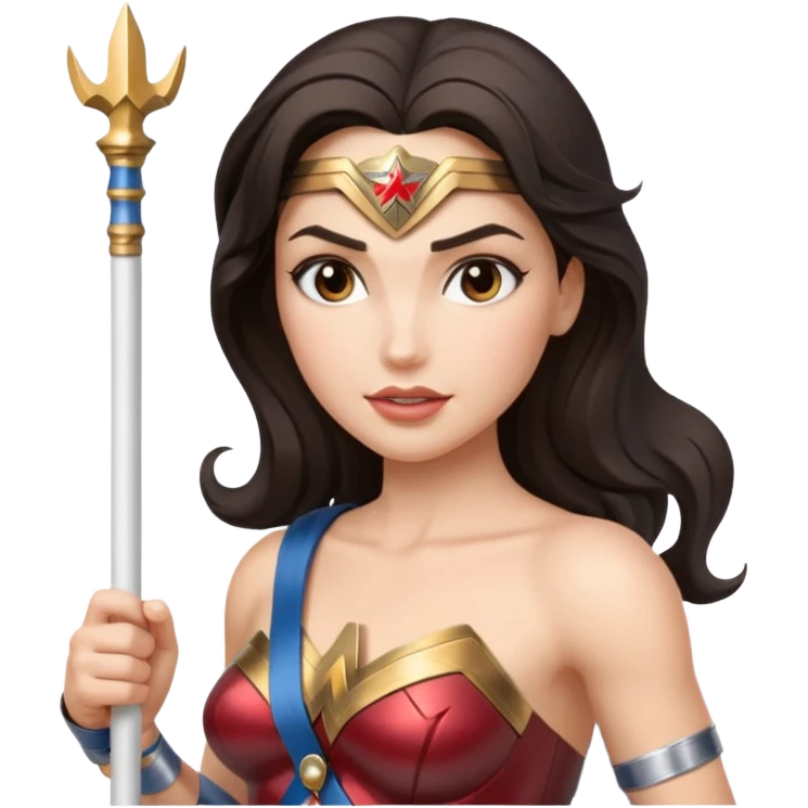 Wonder Woman holding white baton emoji