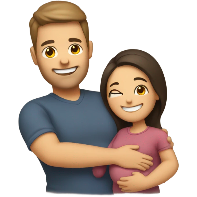 Husband holding pregnant wife’s belly emoji