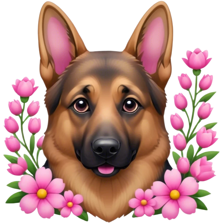 German Shepherd viele Blumen pink  emoji