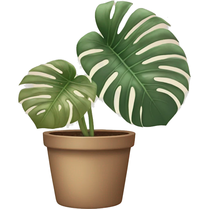 monstera plant in a pot pot in pastel brown colors emoji