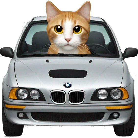 Cat in a BMW-branded vehicle emoji