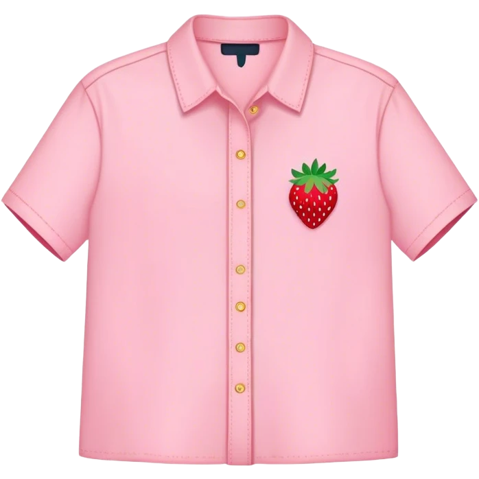 pastel pink shirt with a strawberry embroidered in the center emoji