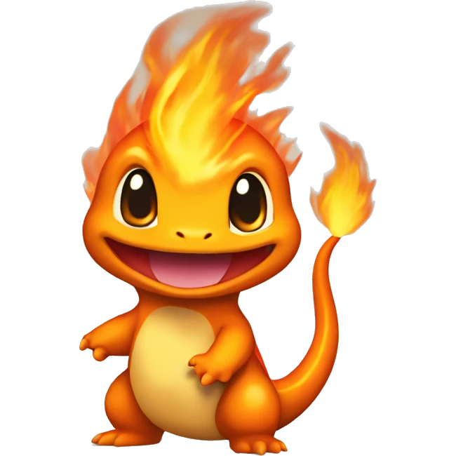 Charmander with a flame on its tail-tip emoji