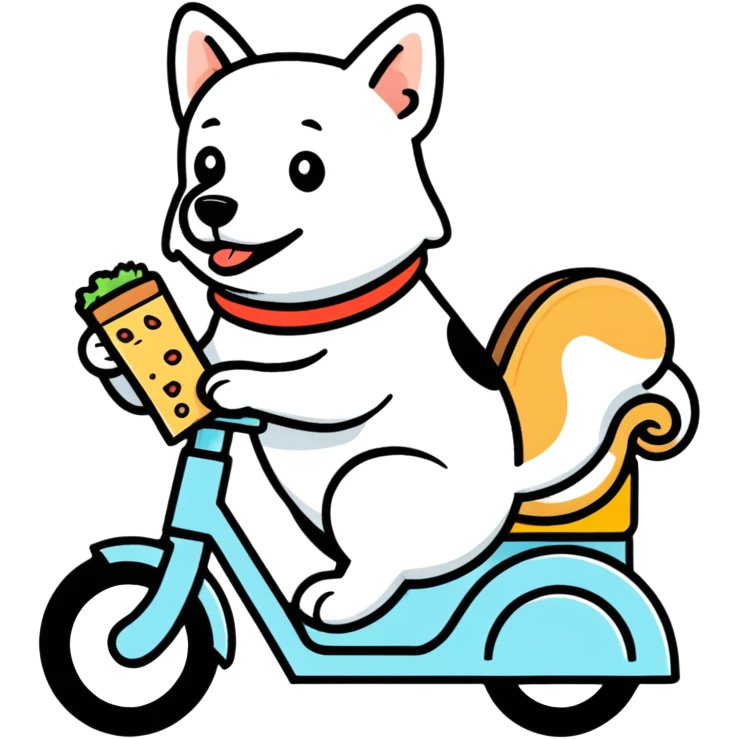 Dog on a bike eating a sandwich  emoji