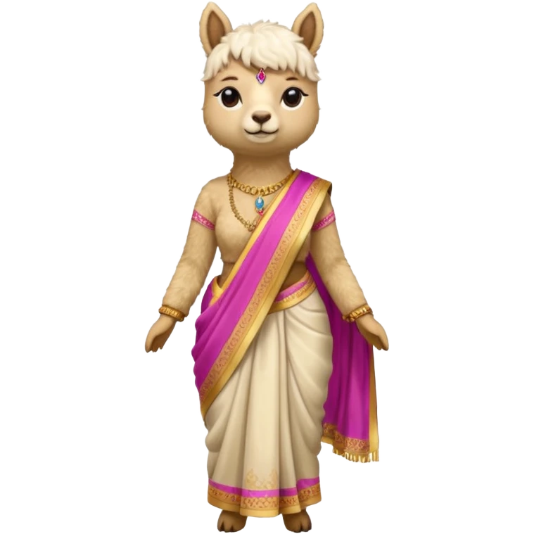 saree wearing alpaca emoji