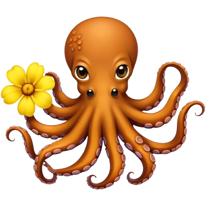 Cute octopus holding flower emoji