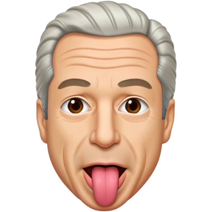 Jeffrey Epstein with tongue out, Twemoji style emoji