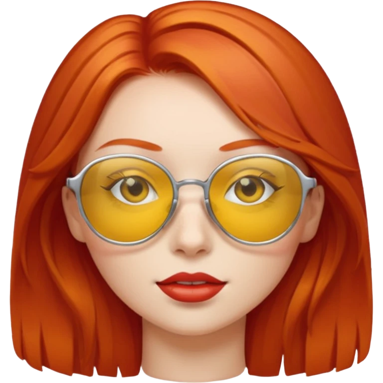 red head girl with yellow sunglasses emoji