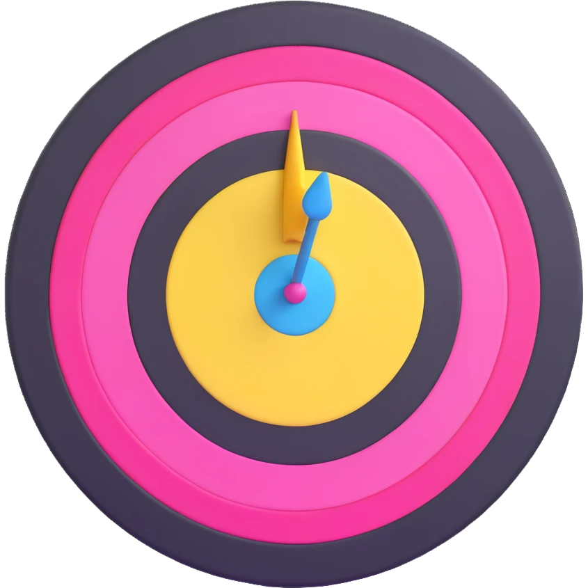 A cute bullseye target with spring pastel colors of yellow, pink and light blue emoji