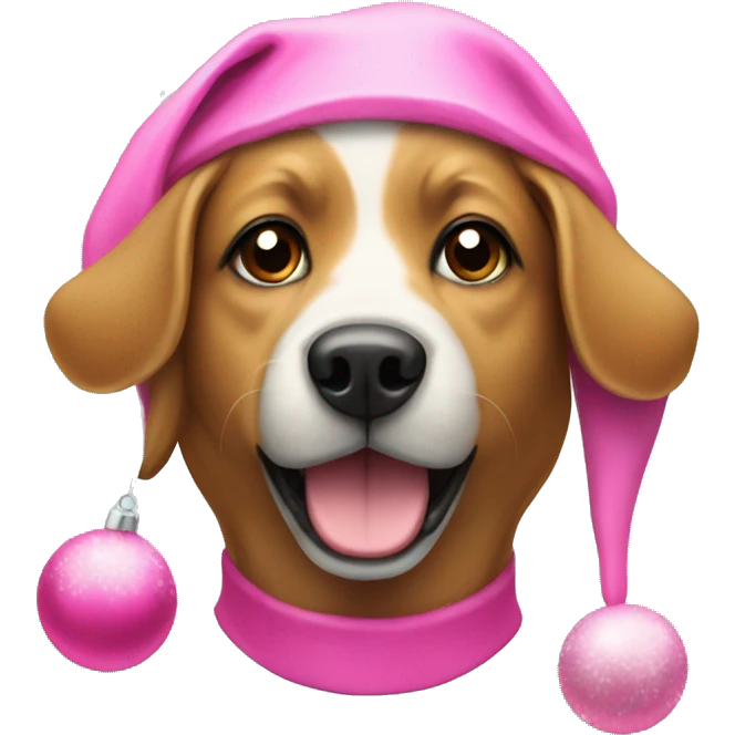 dog with pink christmas hat emoji