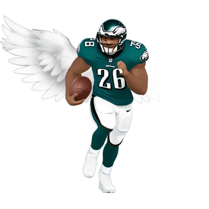 Philadelphia Eagles running back Saquon Barkley number 26 with the eagle wings emoji