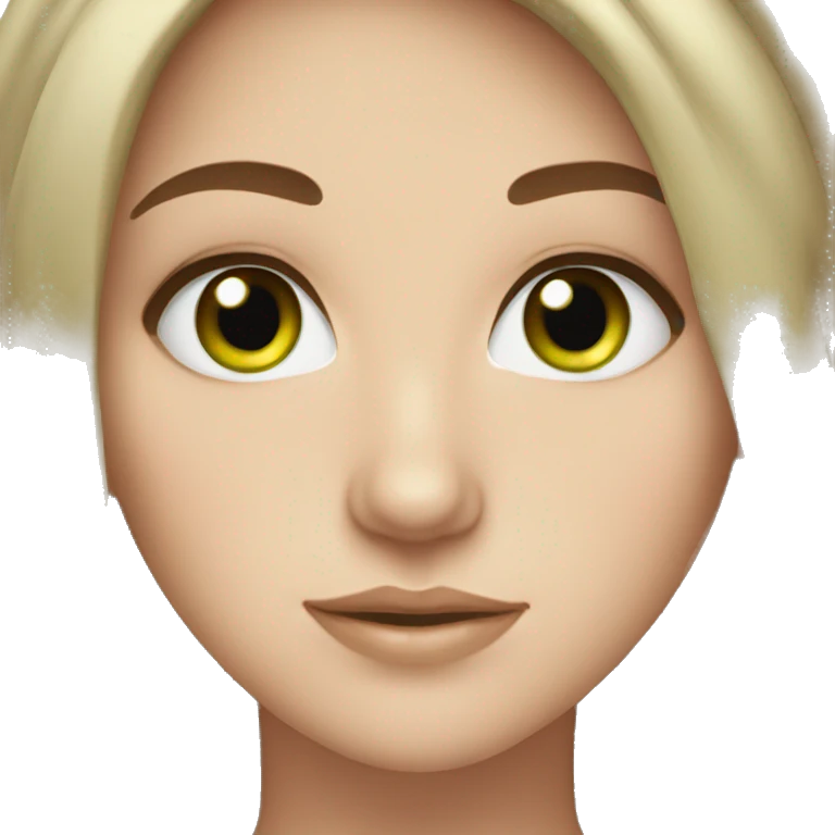 White girl brown hair green eyes emoji