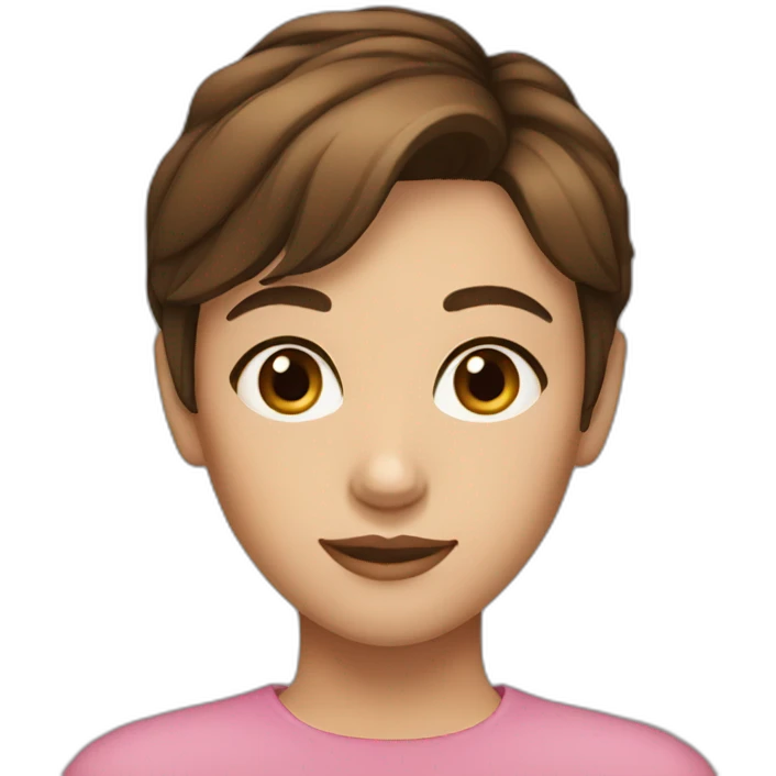 A girl with short brown hair and brown eyes emoji