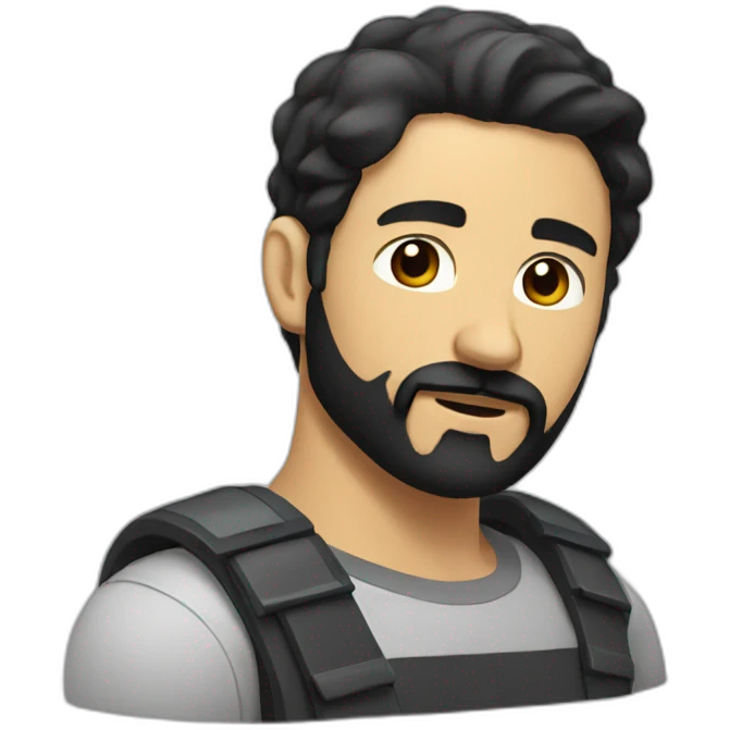 man with a black beard and mustache and short hair emoji