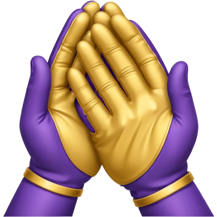 Purple and gold Praying hands with gloves on emoji