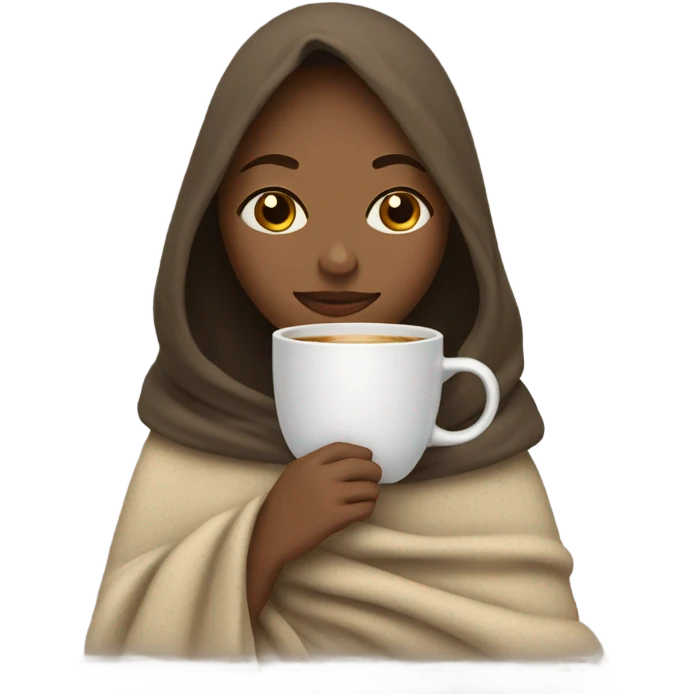 girl inside a blanket sipping coffee eyes closed emoji
