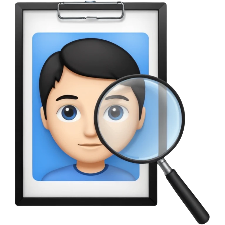 analizzando test blu foglio lente di ingrandimento emoji