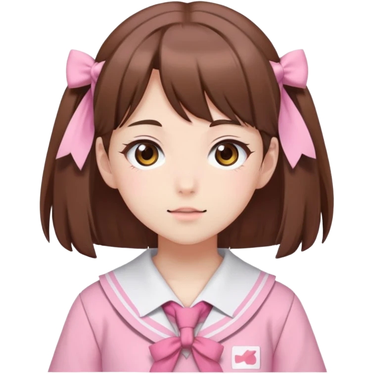 White skinned anime girl with brown hair, Brown eyes, Wearing a pink Japanese schoolgirl outfit emoji