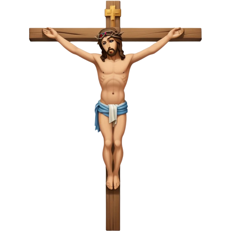распятый Иисус на кресте в полный рост сбоку.  Крест должен быть целый вид со стороны  emoji