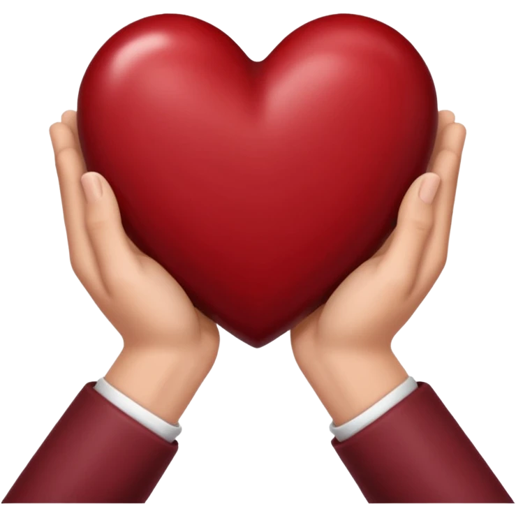 A dark red heart in your hands emoji