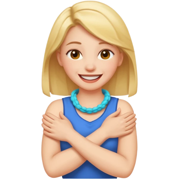 arms crossed holding neck laughing girl emoji