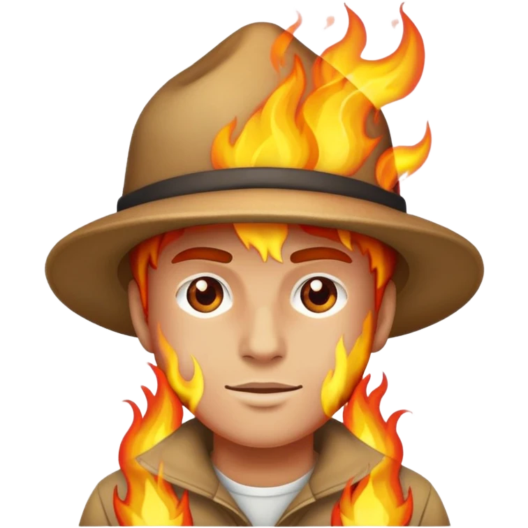 man with a hat on fire  emoji