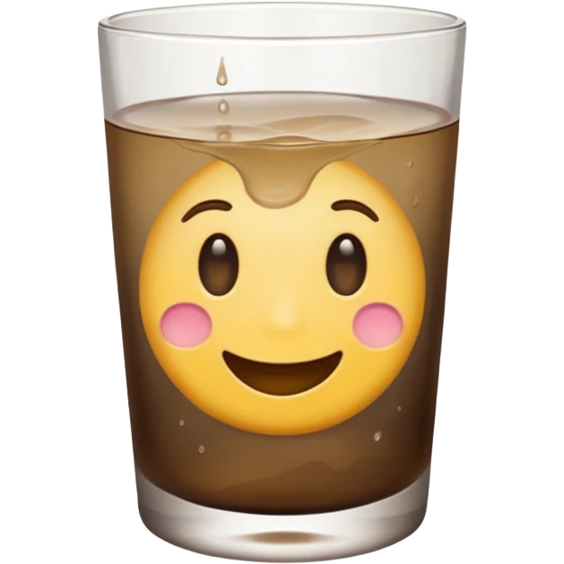 a glass with dirty water, soft colors, emoji style, clean lines emoji