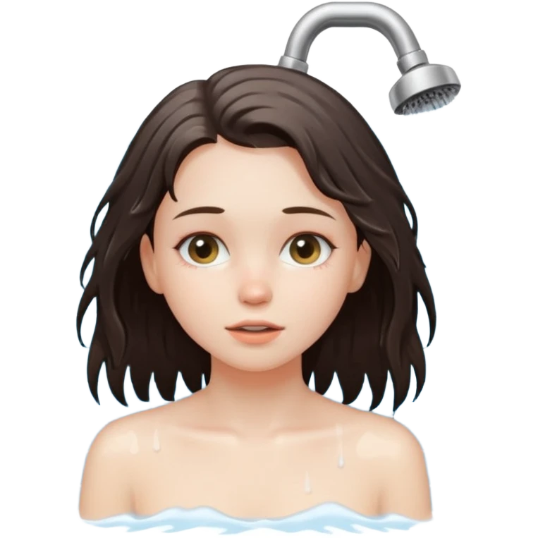 A girl washing her hair in a shower, clean aesthetic emoji