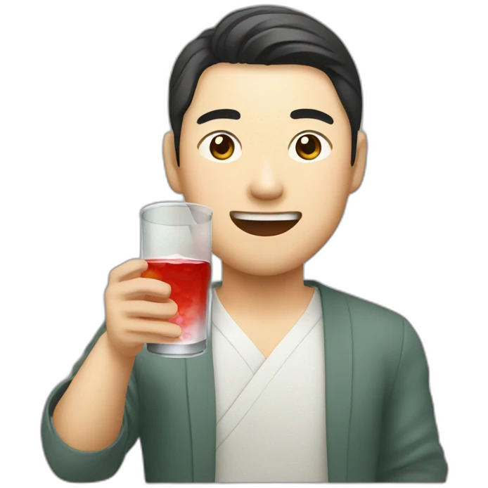 Asian men who love drink soju emoji