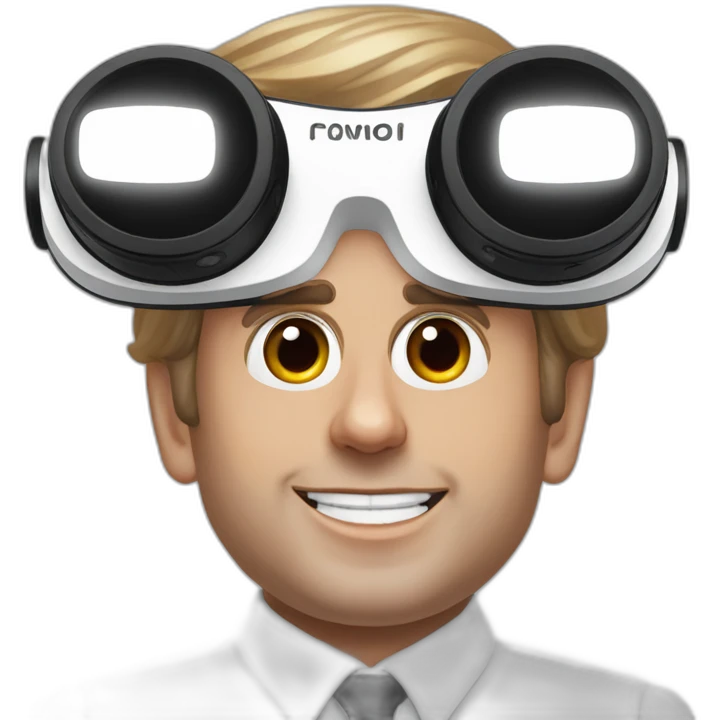 President Macron with oculus quest white emoji