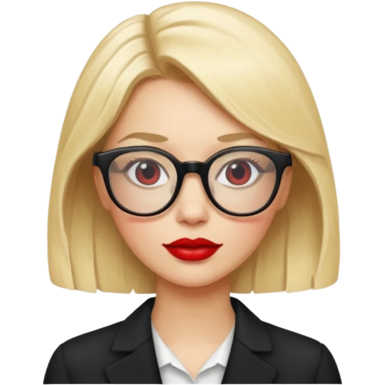 blonde with red lipstick and glasses emoji