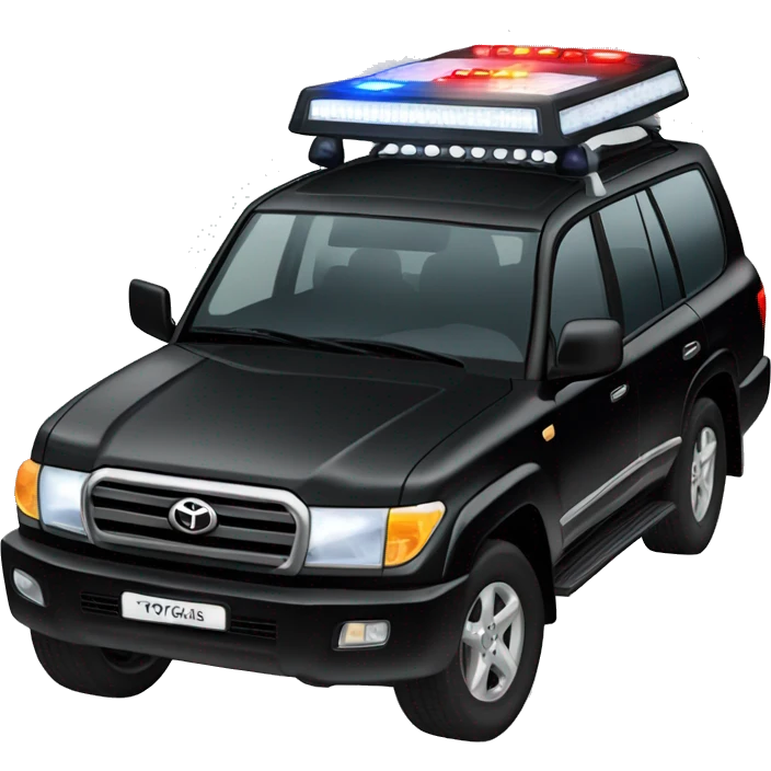 black toyota land cruiser with  activated police lights  emoji