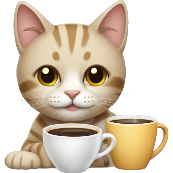 Cat with a cup of coffee  emoji