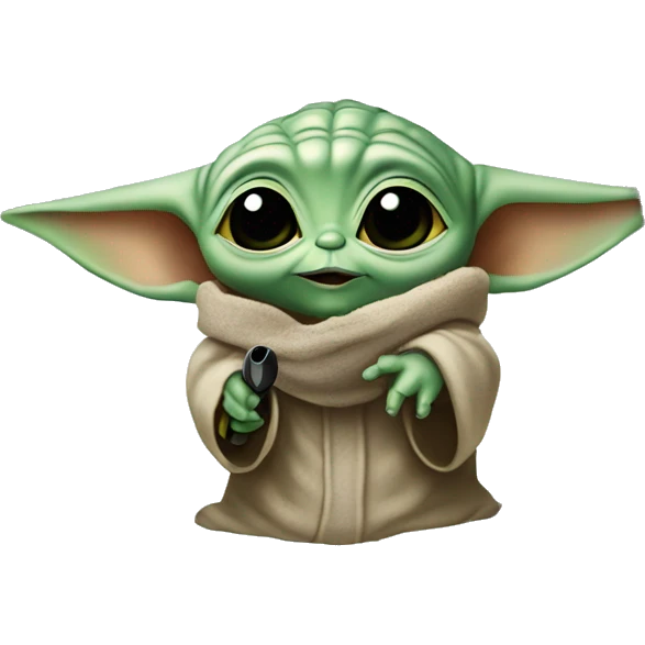 Baby Yoda looks through a magnifying glass emoji